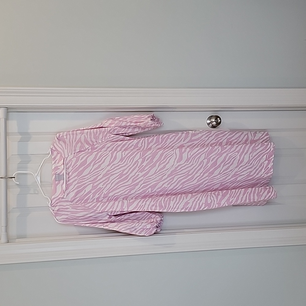 Chico's midi dress zebra pattern, lavender and white 10. Excellent condition NWT